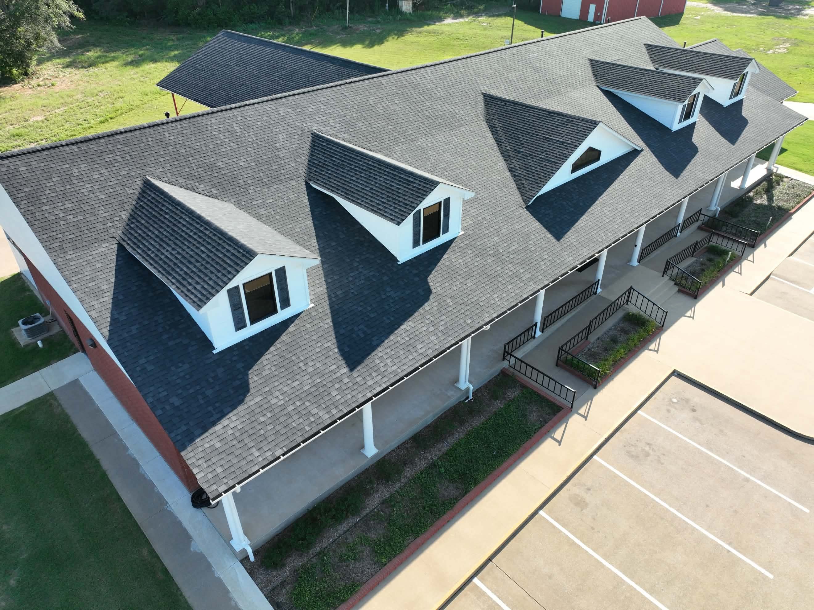 Shingle roof with dormers